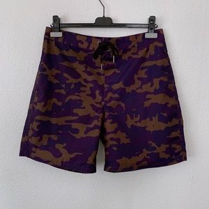 Cynthia Rowley purple & brown camo board shorts